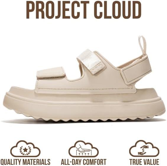 imageProject Cloud Platform Sandals for Women 2025 Memory Foam Insole Lightweight ampamp SlipResistant Womens Sandals Stylish BeachReady Waterproof Women Footwear GoldieNude