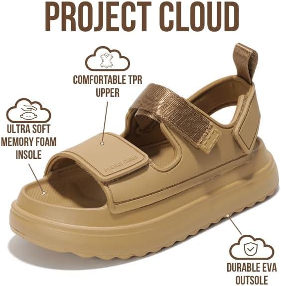 imageProject Cloud Platform Sandals for Women 2025 Memory Foam Insole Lightweight ampamp SlipResistant Womens Sandals Stylish BeachReady Waterproof Women Footwear GoldieLight Brown