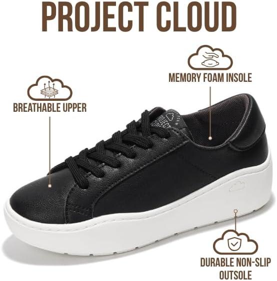 imageProject Cloud Platform Sneakers for Women Lightweight Womens Sneakers with Memory Foam Insole Non Slip LaceUp Womens Shoes Perfect Summer Shoes for Women 2025 BossyBlack