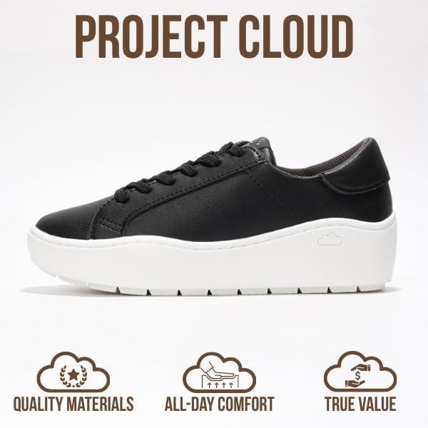 imageProject Cloud Platform Sneakers for Women Lightweight Womens Sneakers with Memory Foam Insole Non Slip LaceUp Womens Shoes Perfect Summer Shoes for Women 2025 BossyBlack