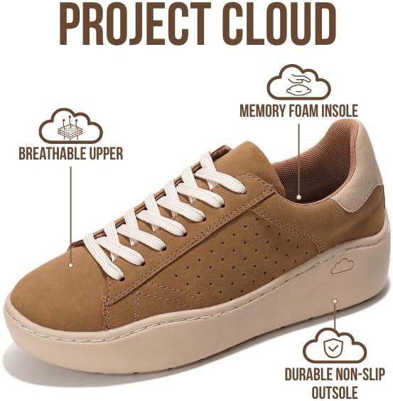 imageProject Cloud Platform Sneakers for Women Lightweight Womens Sneakers with Memory Foam Insole Non Slip LaceUp Womens Shoes Perfect Summer Shoes for Women 2025 BossyTan