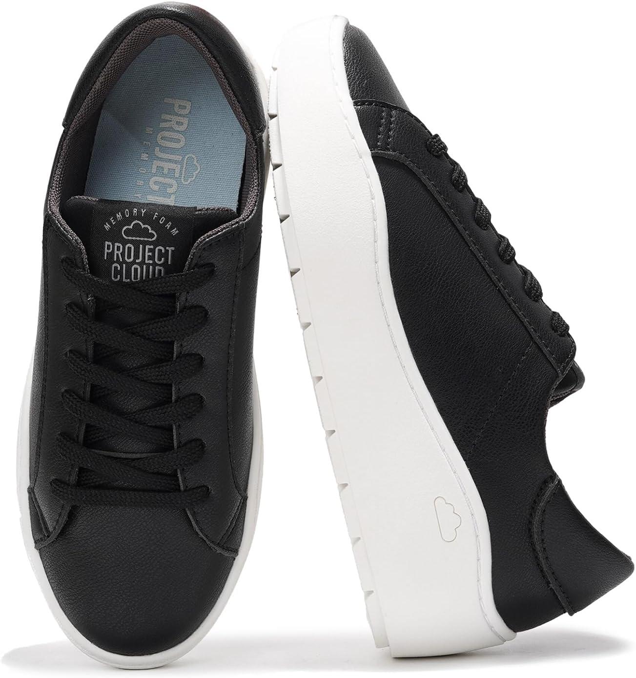 imageProject Cloud Platform Sneakers for Women Lightweight Womens Sneakers with Memory Foam Insole Non Slip LaceUp Womens Shoes Perfect Summer Shoes for Women 2025 BossyBlack
