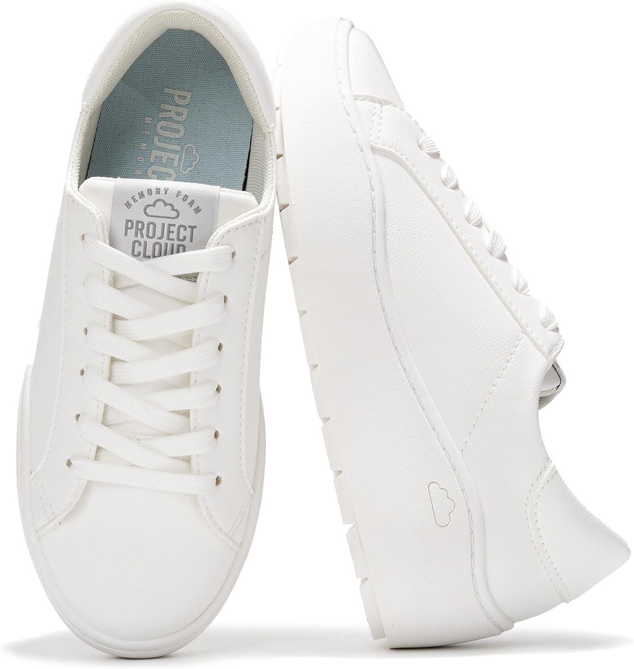 imageProject Cloud Platform Sneakers for Women Lightweight Womens Sneakers with Memory Foam Insole Non Slip LaceUp Womens Shoes Perfect Summer Shoes for Women 2025 BossyWhite