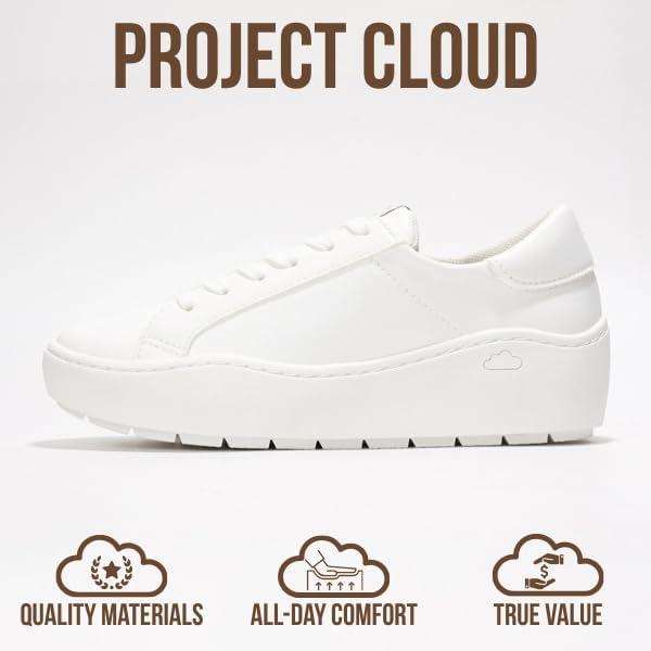 imageProject Cloud Platform Sneakers for Women Lightweight Womens Sneakers with Memory Foam Insole Non Slip LaceUp Womens Shoes Perfect Summer Shoes for Women 2025 BossyWhite