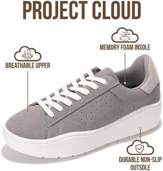 imageProject Cloud Platform Sneakers for Women Lightweight Womens Sneakers with Memory Foam Insole Non Slip LaceUp Womens Shoes Perfect Summer Shoes for Women 2025 BossyLight Grey