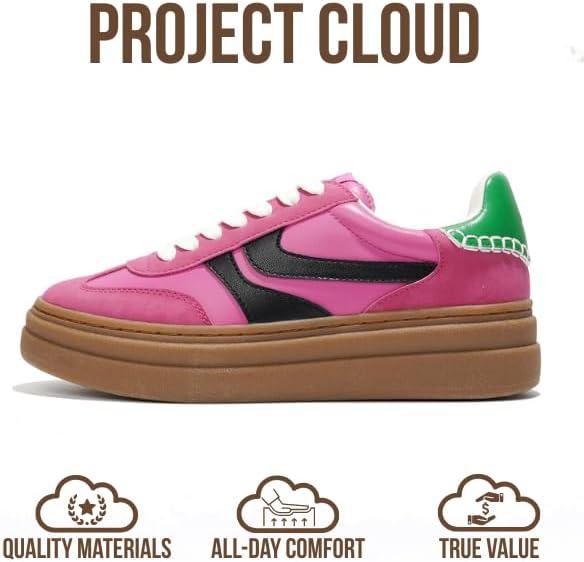 imageProject Cloud Platform Sneakers for Women Footwear Memory Foam Insole Womens Shoes Lightweight and NonSlip Sole Lace Up Fashion Sneakers DodgePink Mult