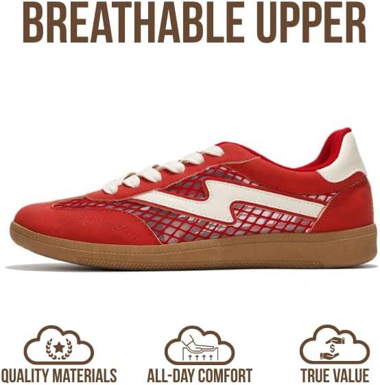 imageProject Cloud Sneakers for Women LaceUp Shoes for Women Trendy Women Sneakers with Memory Foam Insole Womens Fashion Sneakers NonSlip Womens Shoes IritaRed Mesh