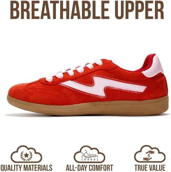 imageProject Cloud Sneakers for Women LaceUp Shoes for Women Trendy Women Sneakers with Memory Foam Insole Womens Fashion Sneakers NonSlip Womens Shoes IritaRed Microsuede