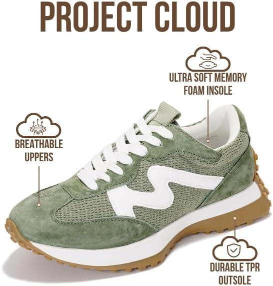 imageProject Cloud Trendy Sneakers for Women Memory Foam and NonSlip Comfortable Casual Ladies Shoes for Womens Fashion Sneakers Lightweight Laceup Shoes LeccoOlive