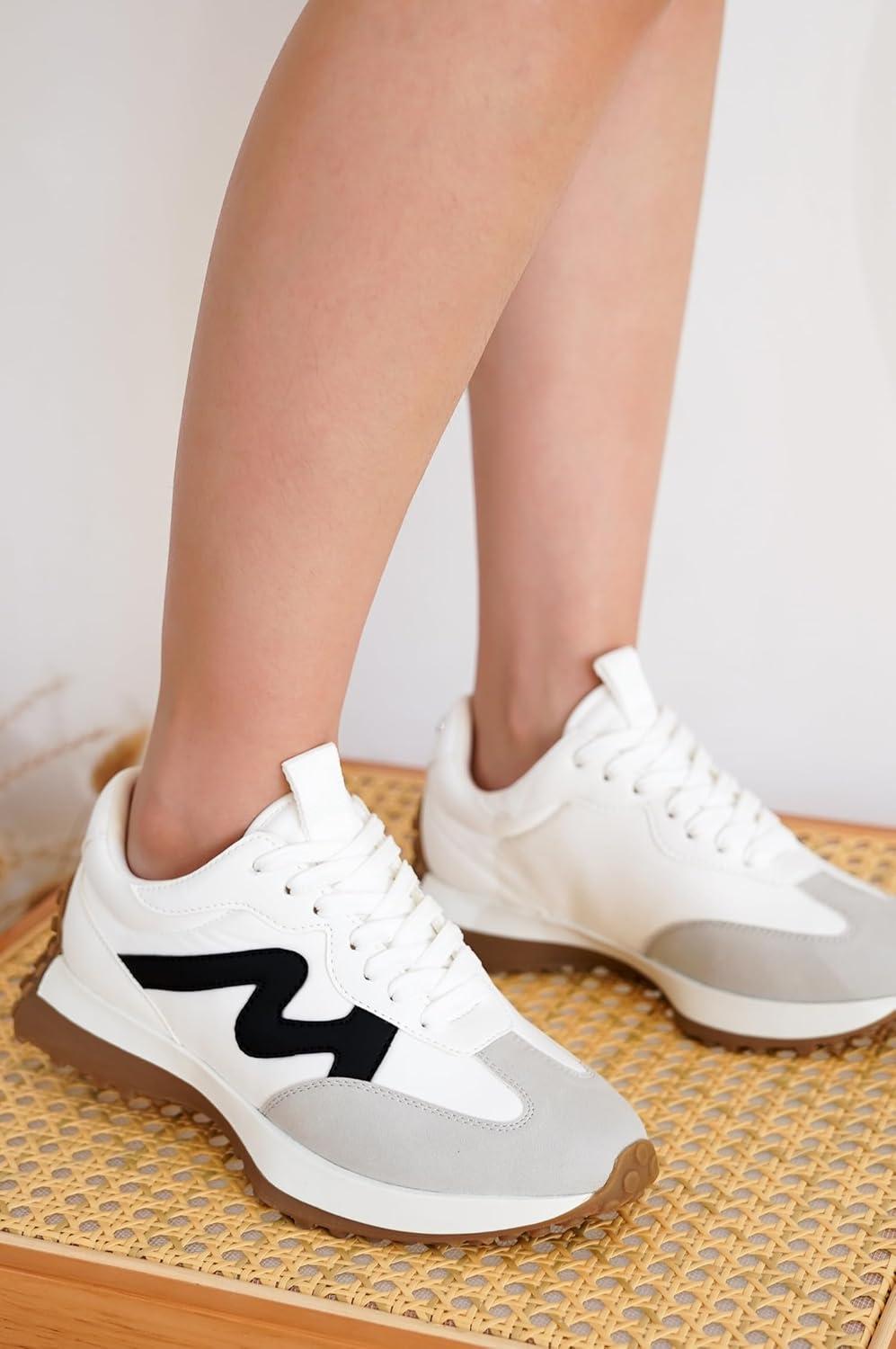 imageProject Cloud Trendy Sneakers for Women Memory Foam and NonSlip Comfortable Casual Ladies Shoes for Womens Fashion Sneakers Lightweight Laceup Shoes LeccoWhite Multi