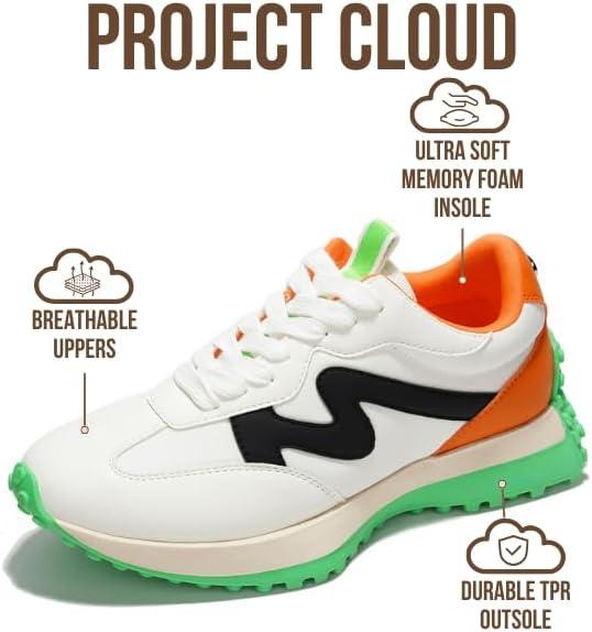 imageProject Cloud Trendy Sneakers for Women Memory Foam and NonSlip Comfortable Casual Ladies Shoes for Womens Fashion Sneakers Lightweight Laceup Shoes LeccoMulticolor