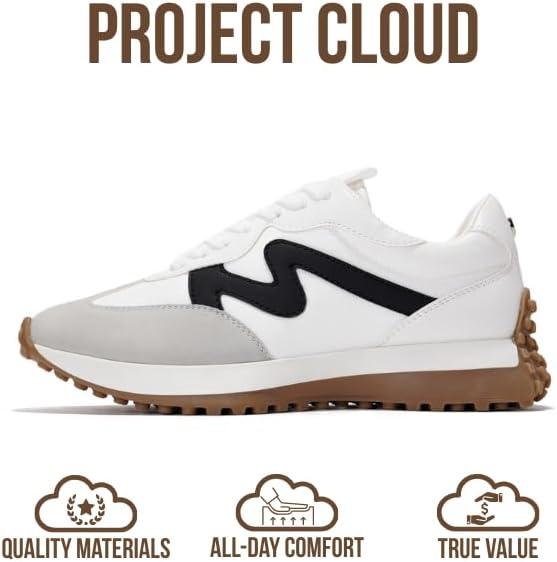 imageProject Cloud Trendy Sneakers for Women Memory Foam and NonSlip Comfortable Casual Ladies Shoes for Womens Fashion Sneakers Lightweight Laceup Shoes LeccoWhite Multi