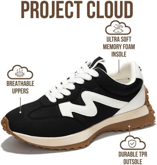 imageProject Cloud Trendy Sneakers for Women Memory Foam and NonSlip Comfortable Casual Ladies Shoes for Womens Fashion Sneakers Lightweight Laceup Shoes LeccoBlack