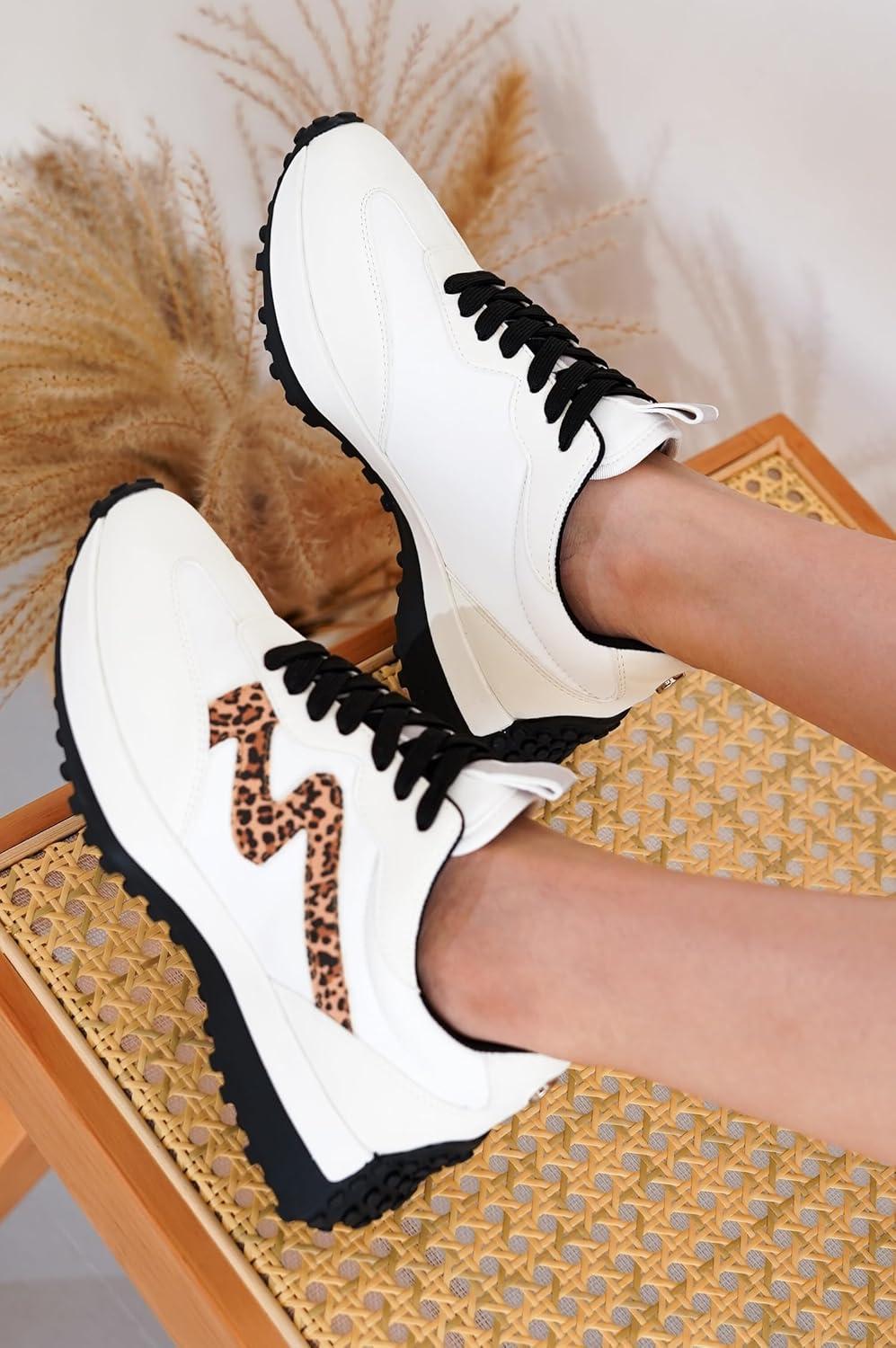 imageProject Cloud Trendy Sneakers for Women Memory Foam and NonSlip Comfortable Casual Ladies Shoes for Womens Fashion Sneakers Lightweight Laceup Shoes LeccoLeopard