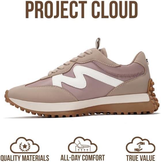 imageProject Cloud Trendy Sneakers for Women Memory Foam and NonSlip Comfortable Casual Ladies Shoes for Womens Fashion Sneakers Lightweight Laceup Shoes LeccoTaupe