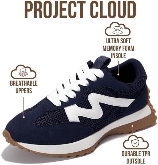 imageProject Cloud Trendy Sneakers for Women Memory Foam and NonSlip Comfortable Casual Ladies Shoes for Womens Fashion Sneakers Lightweight Laceup Shoes LeccoNavy