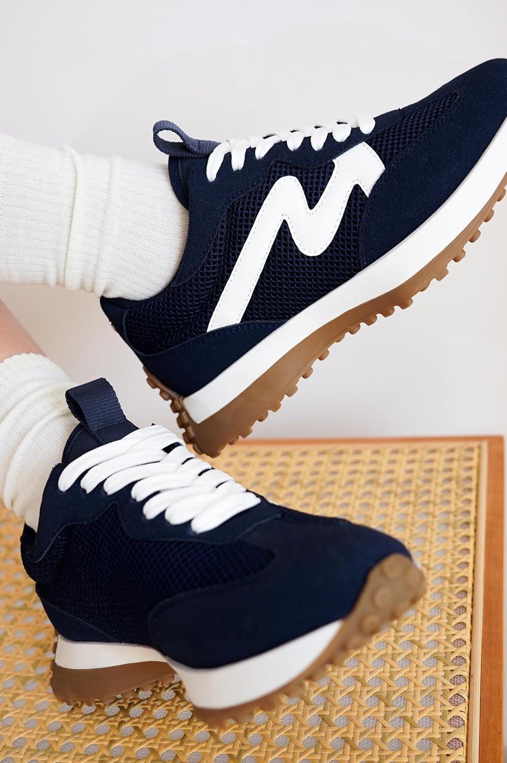 imageProject Cloud Trendy Sneakers for Women Memory Foam and NonSlip Comfortable Casual Ladies Shoes for Womens Fashion Sneakers Lightweight Laceup Shoes LeccoNavy