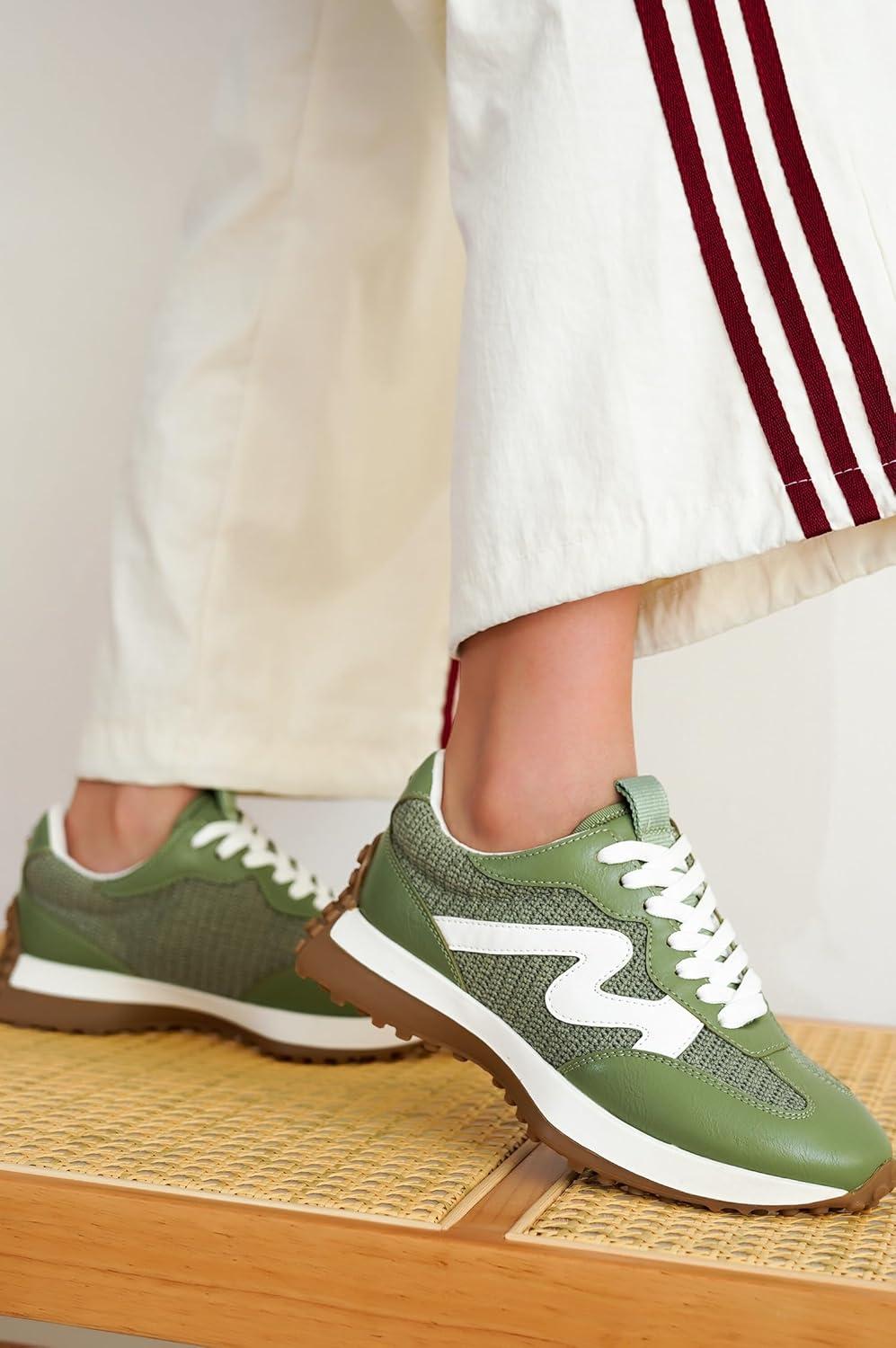 imageProject Cloud Trendy Sneakers for Women Memory Foam and NonSlip Comfortable Casual Ladies Shoes for Womens Fashion Sneakers Lightweight Laceup Shoes LeccoOlive