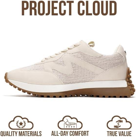 imageProject Cloud Trendy Sneakers for Women Memory Foam and NonSlip Comfortable Casual Ladies Shoes for Womens Fashion Sneakers Lightweight Laceup Shoes LeccoCream