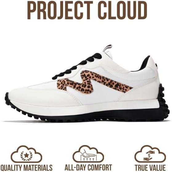 imageProject Cloud Trendy Sneakers for Women Memory Foam and NonSlip Comfortable Casual Ladies Shoes for Womens Fashion Sneakers Lightweight Laceup Shoes LeccoLeopard