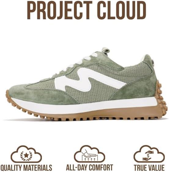 imageProject Cloud Trendy Sneakers for Women Memory Foam and NonSlip Comfortable Casual Ladies Shoes for Womens Fashion Sneakers Lightweight Laceup Shoes LeccoOlive
