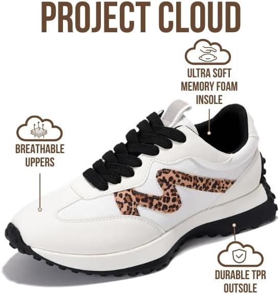imageProject Cloud Trendy Sneakers for Women Memory Foam and NonSlip Comfortable Casual Ladies Shoes for Womens Fashion Sneakers Lightweight Laceup Shoes LeccoLeopard