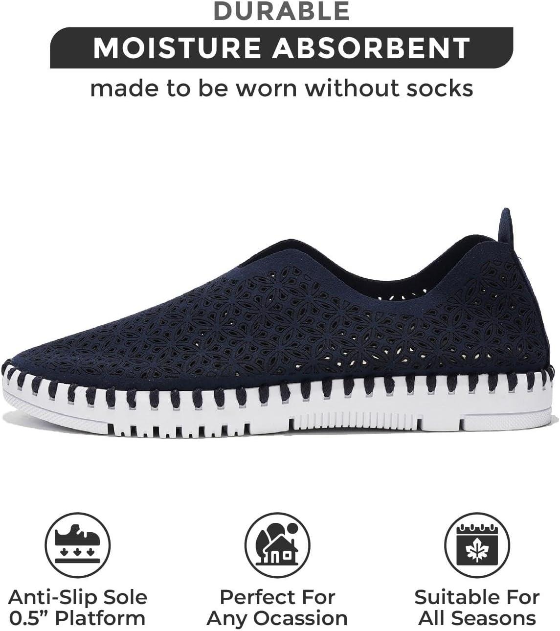 imageProject Cloud Womens Shoes Lightweight Summer Loafers for Women with Memory Foam Insole Breathable Womens Loafers Perfect Summer Shoes for Women 2025 RoseNavy