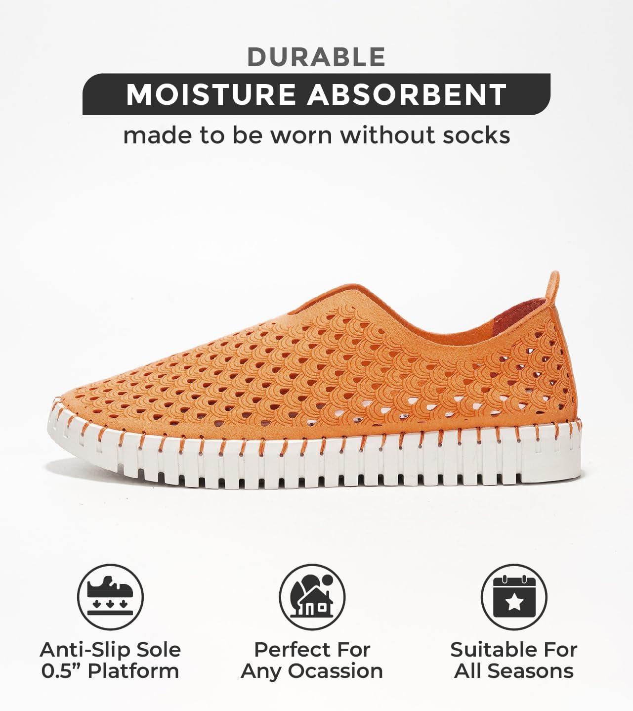 imageProject Cloud Womens Shoes Lightweight Summer Loafers for Women with Memory Foam Insole Stylish ampamp Comfortable Womens Loafers Perfect Summer Shoes for Women 2025 LilyOrange