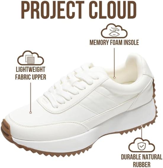 imageProject Cloud Womens Sneakers Memory Foam Insole and Lightweight Spring Shoes NonSlip Lace Up Trendy Shoes Fashion Sneakers for Women 2025Cream