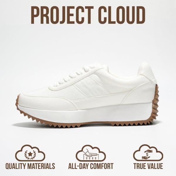 imageProject Cloud Womens Sneakers Memory Foam Insole and Lightweight Spring Shoes NonSlip Lace Up Trendy Shoes Fashion Sneakers for Women 2025Cream