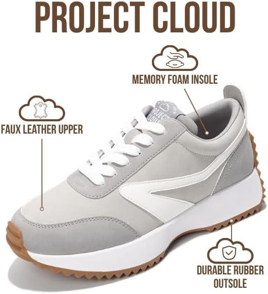 imageProject Cloud Womens Sneakers Memory Foam Insole and Lightweight Spring Shoes NonSlip Lace Up Trendy Shoes Fashion Sneakers for Women 2025Greybalinda