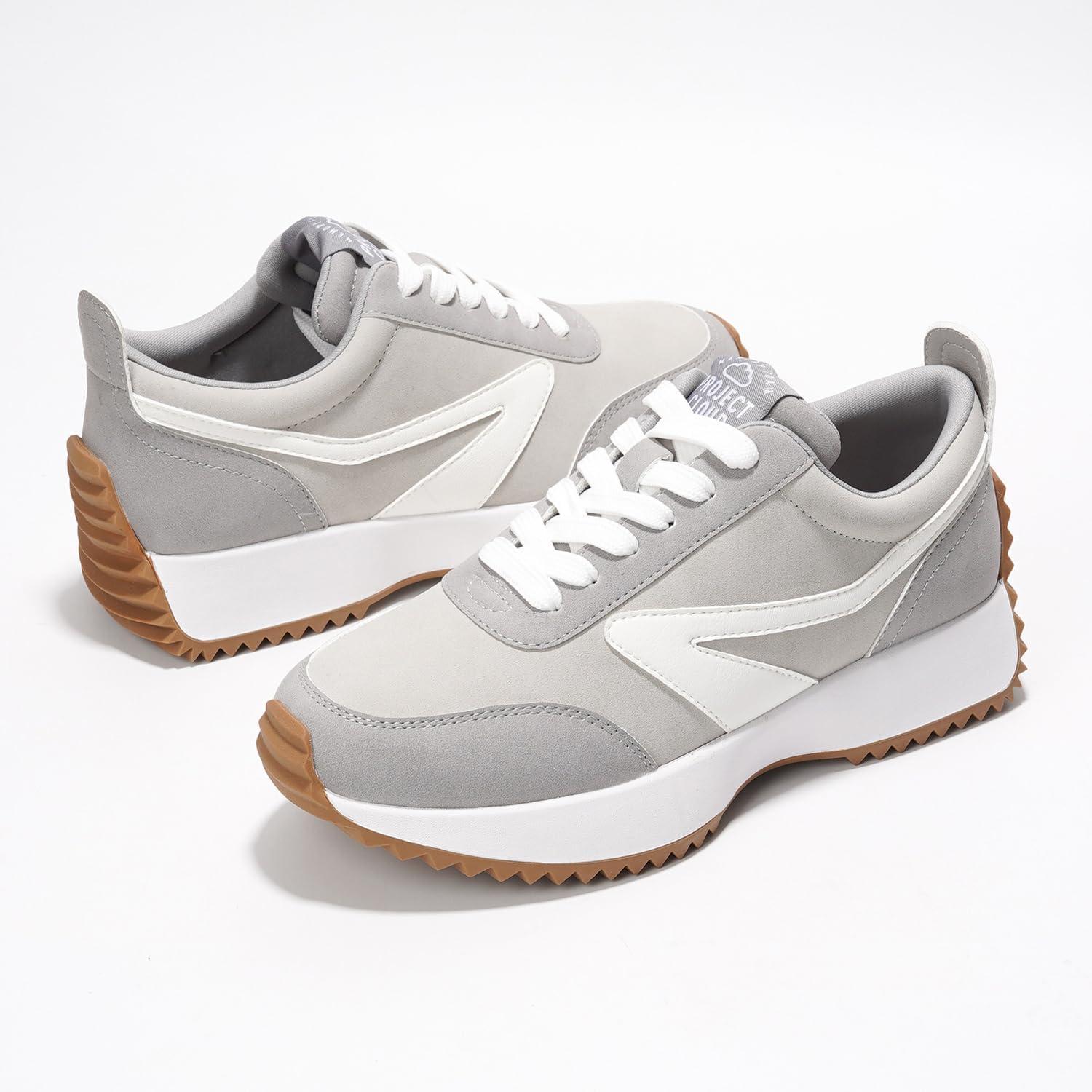 imageProject Cloud Womens Sneakers Memory Foam Insole and Lightweight Spring Shoes NonSlip Lace Up Trendy Shoes Fashion Sneakers for Women 2025Greybalinda