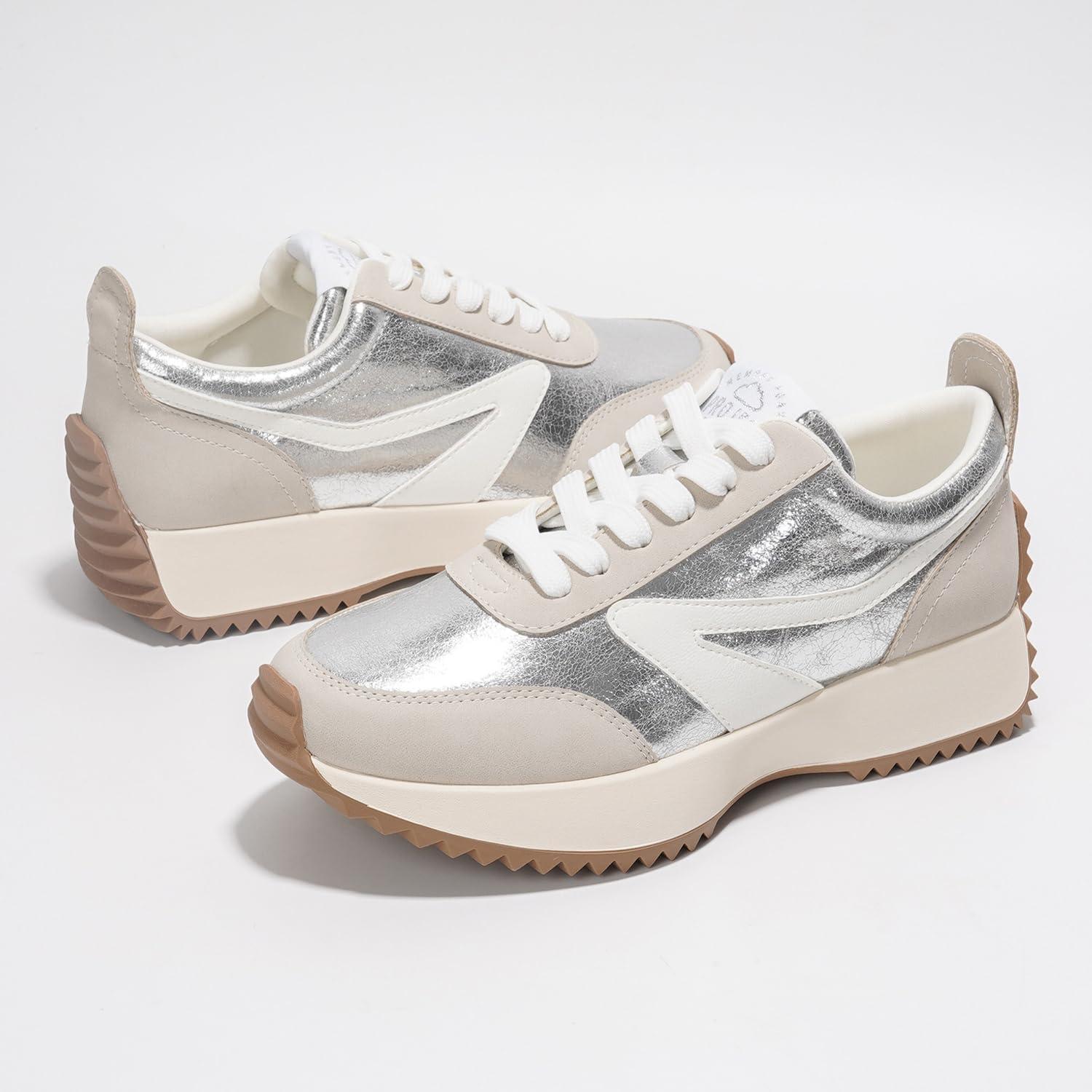 imageProject Cloud Womens Sneakers Memory Foam Insole and Lightweight Spring Shoes NonSlip Lace Up Trendy Shoes Fashion Sneakers for Women 2025Silverbalinda