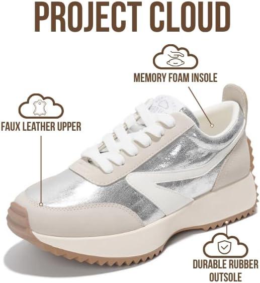 imageProject Cloud Womens Sneakers Memory Foam Insole and Lightweight Spring Shoes NonSlip Lace Up Trendy Shoes Fashion Sneakers for Women 2025Silverbalinda
