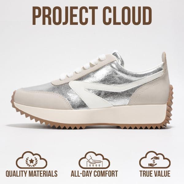 imageProject Cloud Womens Sneakers Memory Foam Insole and Lightweight Spring Shoes NonSlip Lace Up Trendy Shoes Fashion Sneakers for Women 2025Silverbalinda