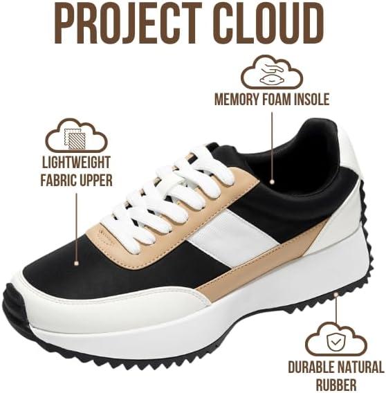 imageProject Cloud Womens Sneakers Memory Foam Insole and Lightweight Spring Shoes NonSlip Lace Up Trendy Shoes Fashion Sneakers for Women 2025Tan