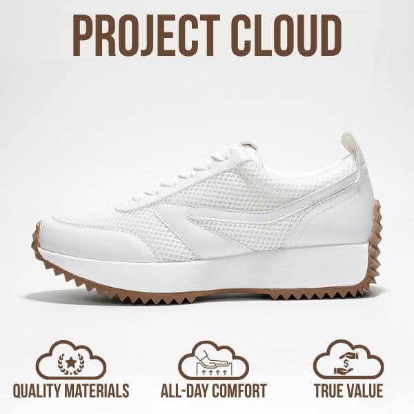 imageProject Cloud Womens Sneakers Memory Foam Insole and Lightweight Spring Shoes NonSlip Lace Up Trendy Shoes Fashion Sneakers for Women 2025White