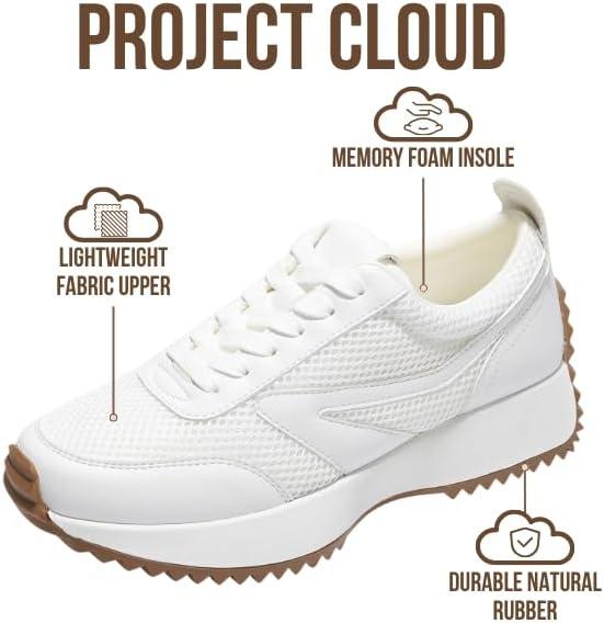 imageProject Cloud Womens Sneakers Memory Foam Insole and Lightweight Spring Shoes NonSlip Lace Up Trendy Shoes Fashion Sneakers for Women 2025White