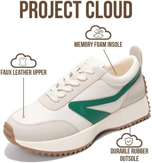 imageProject Cloud Womens Sneakers Memory Foam Insole and Lightweight Spring Shoes NonSlip Lace Up Trendy Shoes Fashion Sneakers for Women 2025Whitebalinda