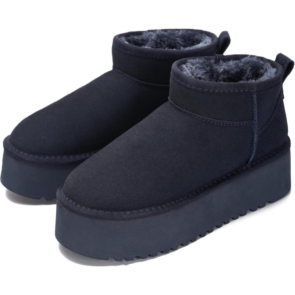 imageProject Cloud 100 Genuine Leather Ankle Boots for Women  AntiSlip Memory Foam Insole Womens Boots  Lightweight Winter Womens Shoes Ankle Booties for Women HuggyNavy Suede