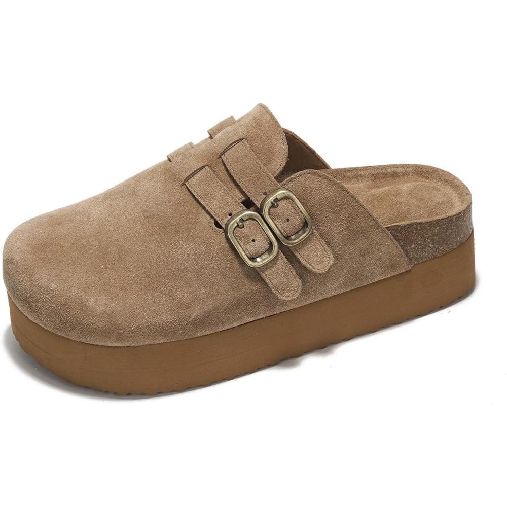 imageProject Cloud 100 Genuine Leather Clogs for Women  Wedge Womens Clogs Platform Sandals with Memory Foam Insole  Heeled Mules for Women 2025 StephiChestnut