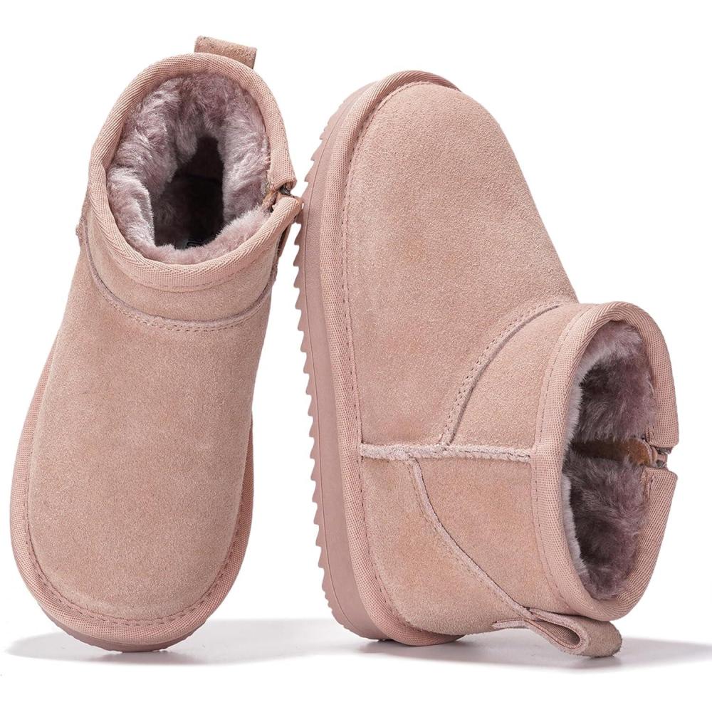 imageProject Cloud 100 Genuine Leather Girls Boots Water Resistant ampamp Lightweight Ankle Boots with Memory Foam Cozy ampamp Fur Non Slip Kids Boots for Girls ampamp Boys Perfect for FallPink