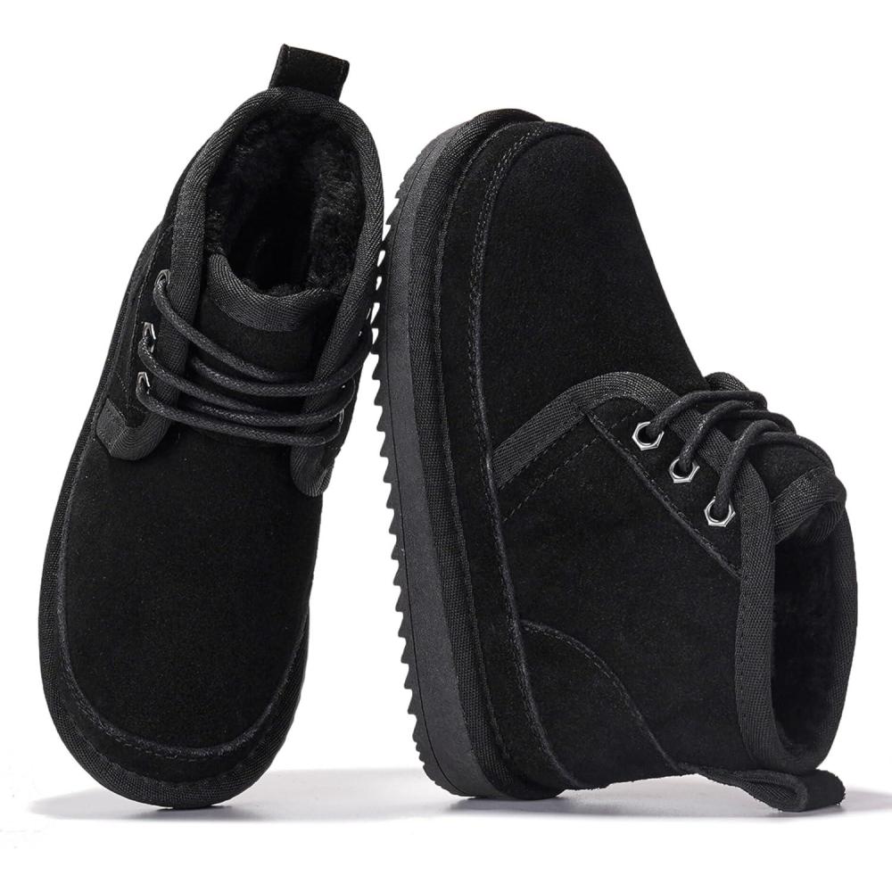 imageProject Cloud 100 Genuine Leather Kids Boots  Lightweight FurLined Ankle Boots for Girls ampamp Boys with Memory Foam Insole  NonSlip Winter Kids Shoes NevadaBlack Suede