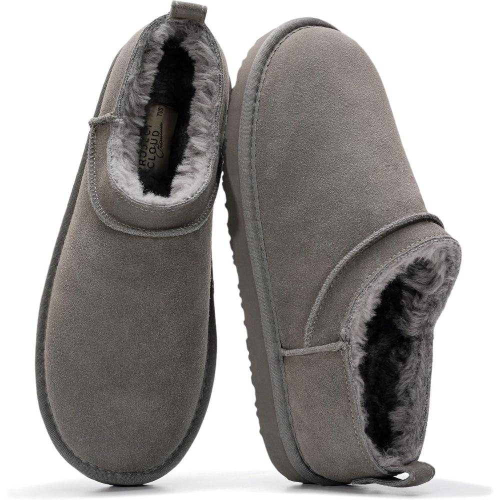 imageProject Cloud 100 Genuine Leather Micro Boots for Women  Water Resistant Womens Boots with Memory Foam Insole  Slip On Fall Shoes for Women 2025 for AllDay Comfort HIPSTERGrey Suede