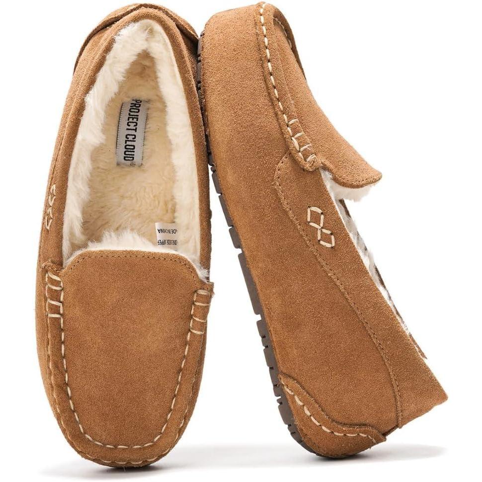 imageProject Cloud 100 Genuine Leather Slippers for Women  Fur Lined Outdoor Slippers for Women Footwear with Memory Foam  Stylish Womens Moccasin CathiChestnut