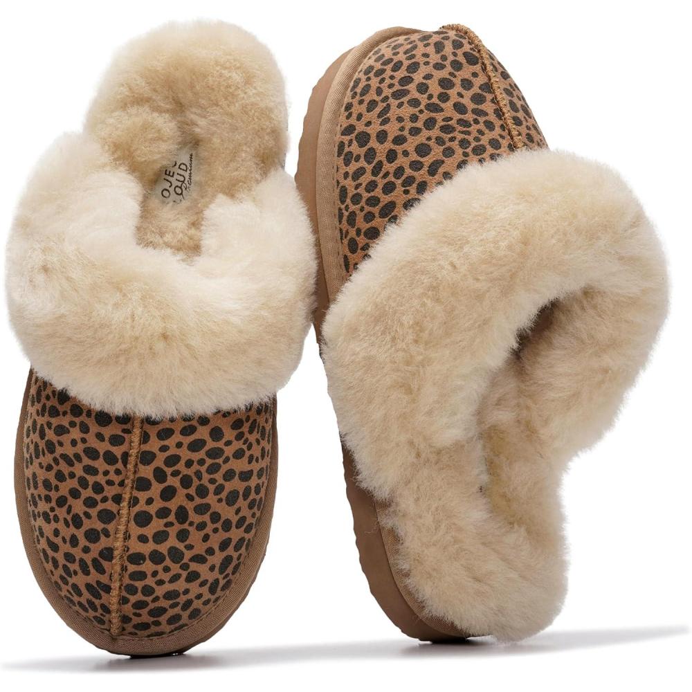 imageProject Cloud 100 Genuine Leather Slippers for Women Footwear with Genuine Fur Lining Womens Clogs ampamp Mule  NonSlip IndoorOutdoor Scuff Womens Slippers with Memory Foam Insole HenkaDark Brown Leopard Suede