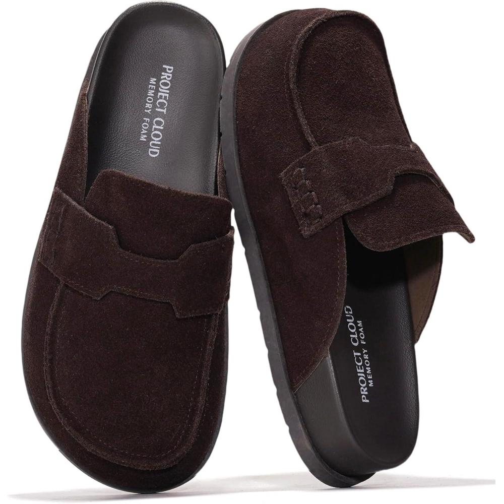 imageProject Cloud 100 Genuine Leather Womens Clog  Memory Foam Arch Support NonSlip Sole Mules ampamp Clogs for Women Footwear  Platform Winter Shoes FoamyMaple Suede