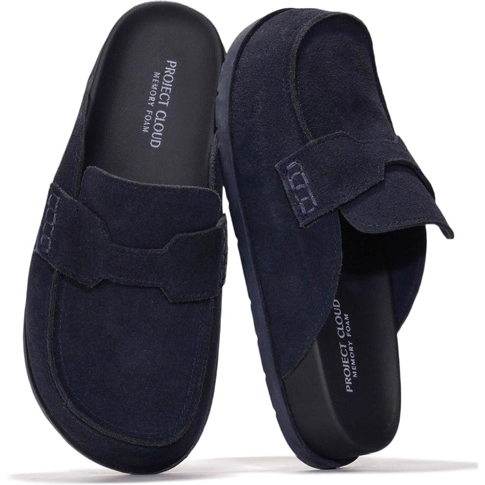 imageProject Cloud 100 Genuine Leather Womens Clog  Memory Foam Arch Support NonSlip Sole Mules ampamp Clogs for Women Footwear  Platform Winter Shoes FoamyMidnight Suede