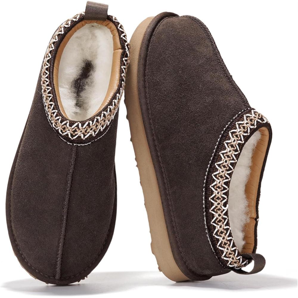 imageProject Cloud 100 Genuine Leather Womens Slippers with Genuine Australian Shearling Fur Lining Slippers for Women  NonSlip EVA with Memory Foam Fuzzy Slippers Women Footwear NeritaChocolate