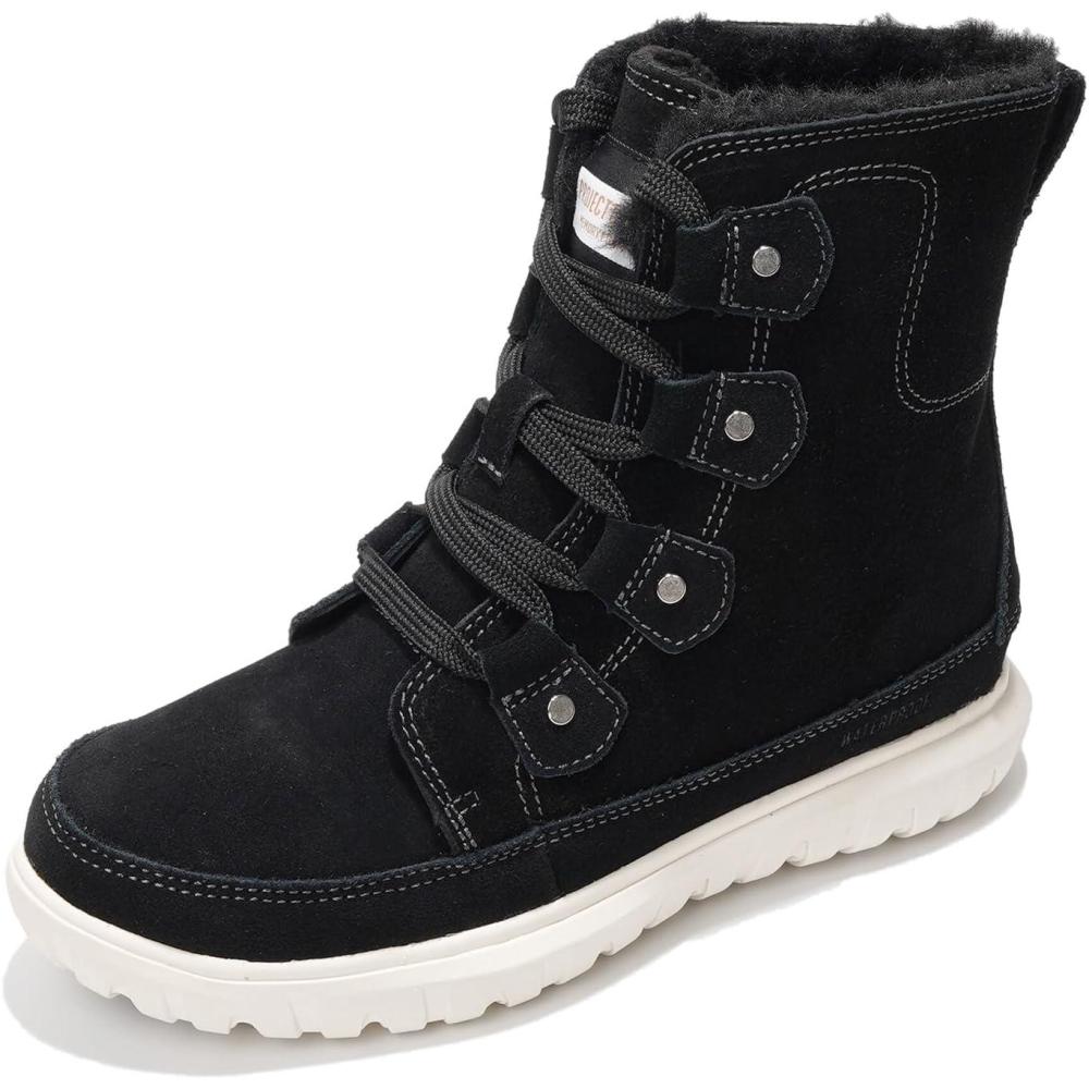 imageProject Cloud 100 Genuine Leather Womens Snow Boots Genuine Leather Waterproof Memory Foam Insole and NonSlip Winter Snow Boots For Women Footwear  Outdoor Shoes LeonoraBlack